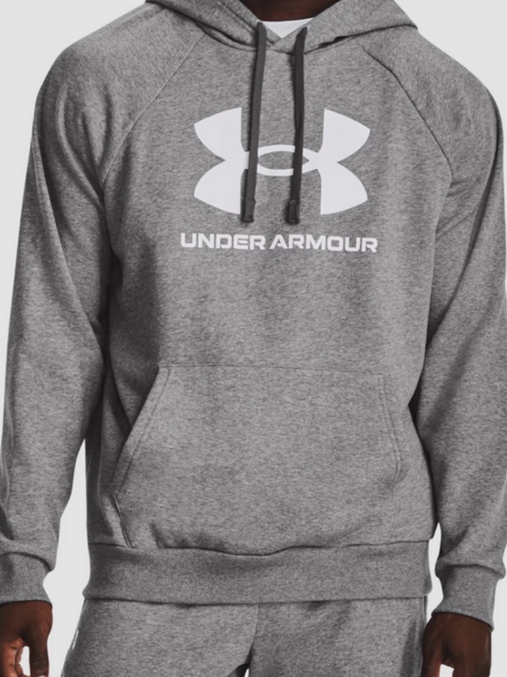 Mens Under Armour Gray Pullover Hoodie with White Logo